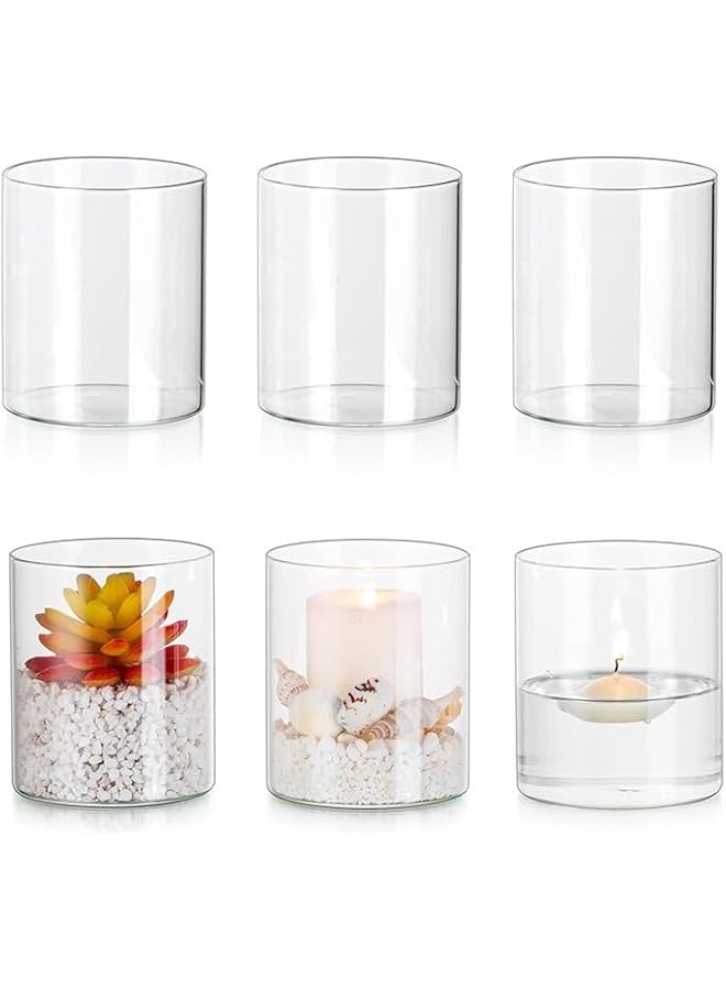 The Bros 6Pack Glass Cylinder Vases, Clear Flower Vase,Tall Glass Flower Vases, Table Flowers Vase, Hurricane Floating Candle Holder for Table Centerpiece Wedding Home Decor - Image 2