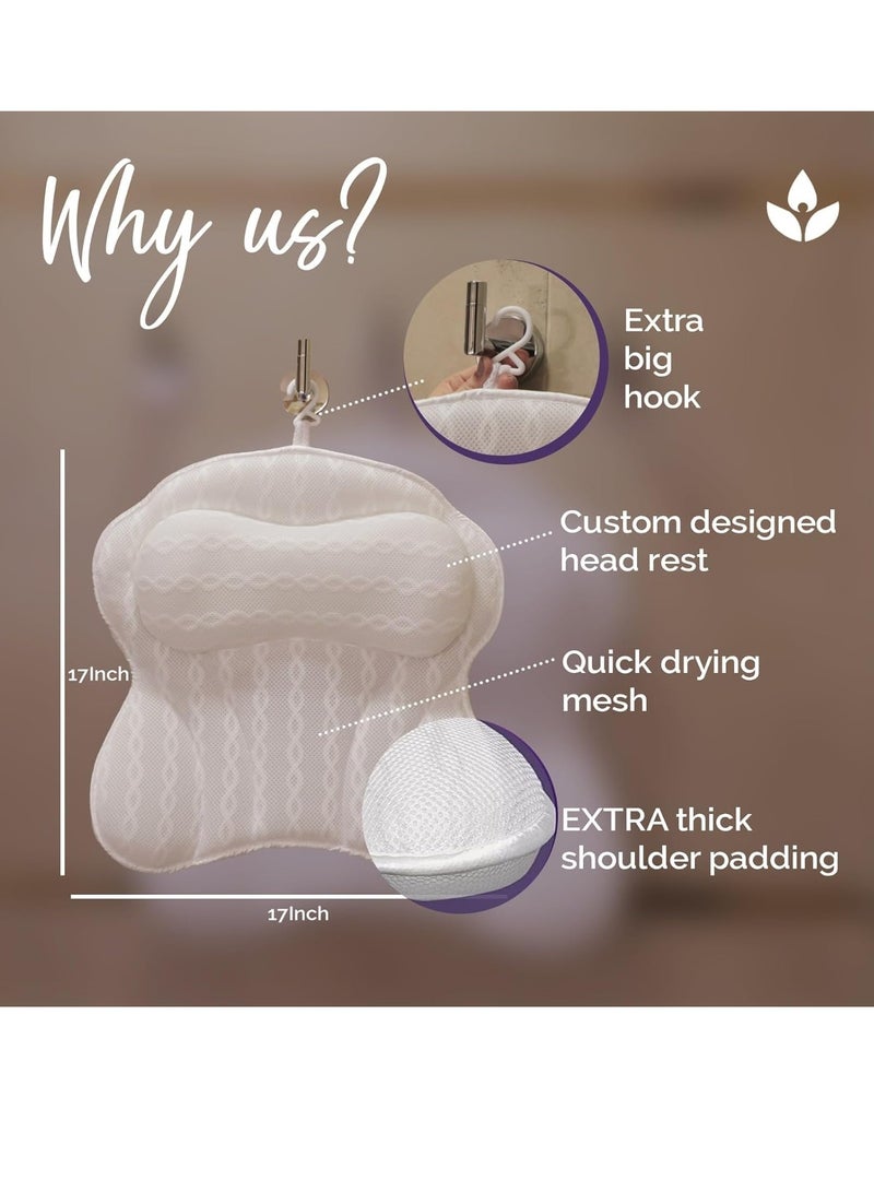 KANDOONA Bath Pillow - Bath Pillows for Tub Neck & Back Support, Luxury Bathtub Pillows for Head & Neck, Soaking, Bubble Bath & Spa, Bathtub Accessories for Women - Gifts for Women,Wife,Girlfriend,Best Friend  - Image 3