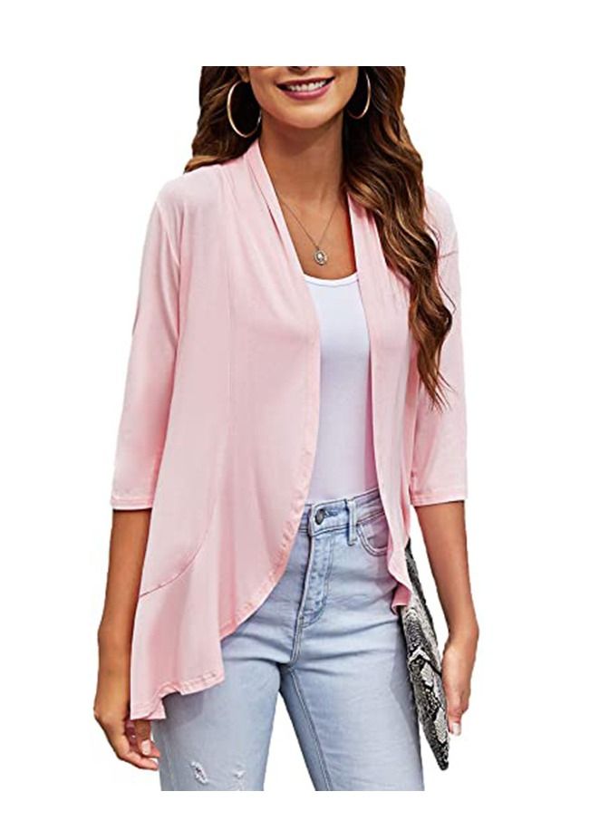 Loquat Autumn New Solid Color Seven-point Sleeve Lotus Lace Up Cardigan Coat 