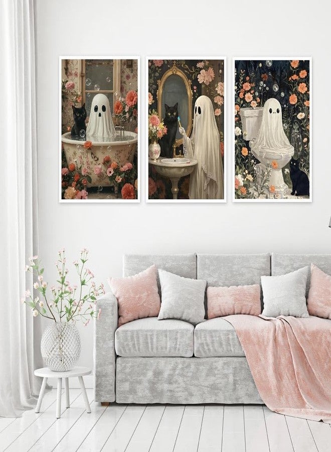 Mrnsiet 3 Pack Ghost Paint by Numbers Kit for Adults, Halloween Ghost Adult Paint by Number Kits on Canvas, Acrylic Bathroom Easy Paint by Numbers for Gift Home Decor 12x16 Inch - Image 4