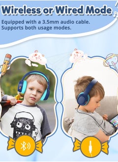 Tronsmart Tronsmart KH02 Kids Bluetooth Headphones Volume Limit 74/85/93dB, 45H Playtime, Bluetooth 5.3, Built-in 3.5mm Audio Cable, Foldable, Wireless Headphones with Microphone for School/Travel/Plane (Blue）  - Image 5