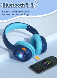 Tronsmart Tronsmart KH02 Kids Bluetooth Headphones Volume Limit 74/85/93dB, 45H Playtime, Bluetooth 5.3, Built-in 3.5mm Audio Cable, Foldable, Wireless Headphones with Microphone for School/Travel/Plane (Blue）  - Image 4