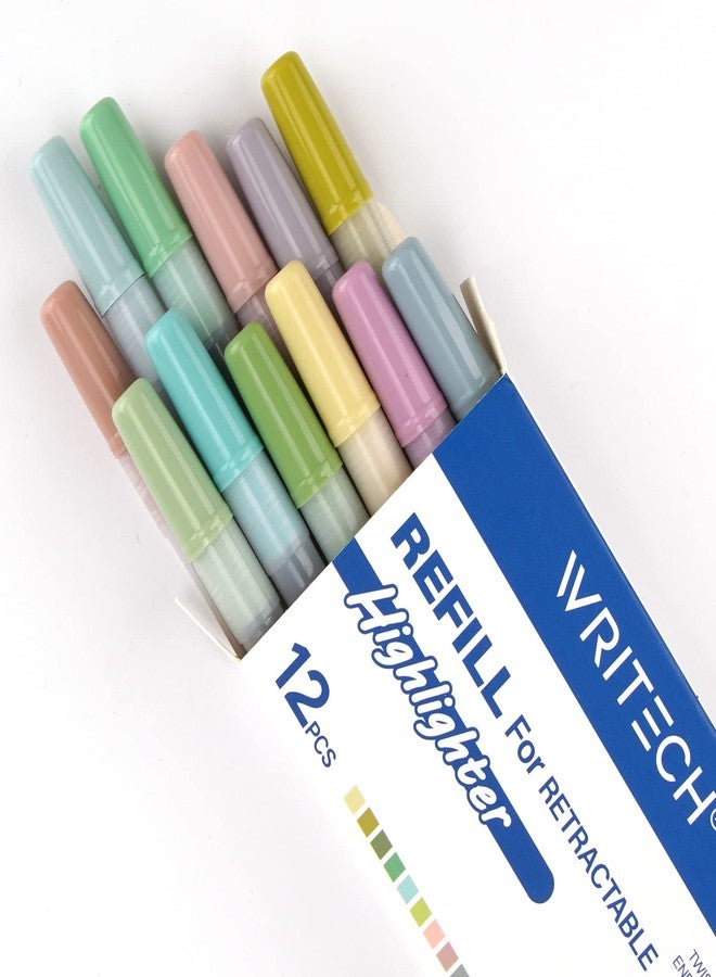 WRITECH عبوات إعادة تعبئة أقلام التظليل من WRITECH، 12 قطعة، ألوان محايدة متنوعة - Image 1
