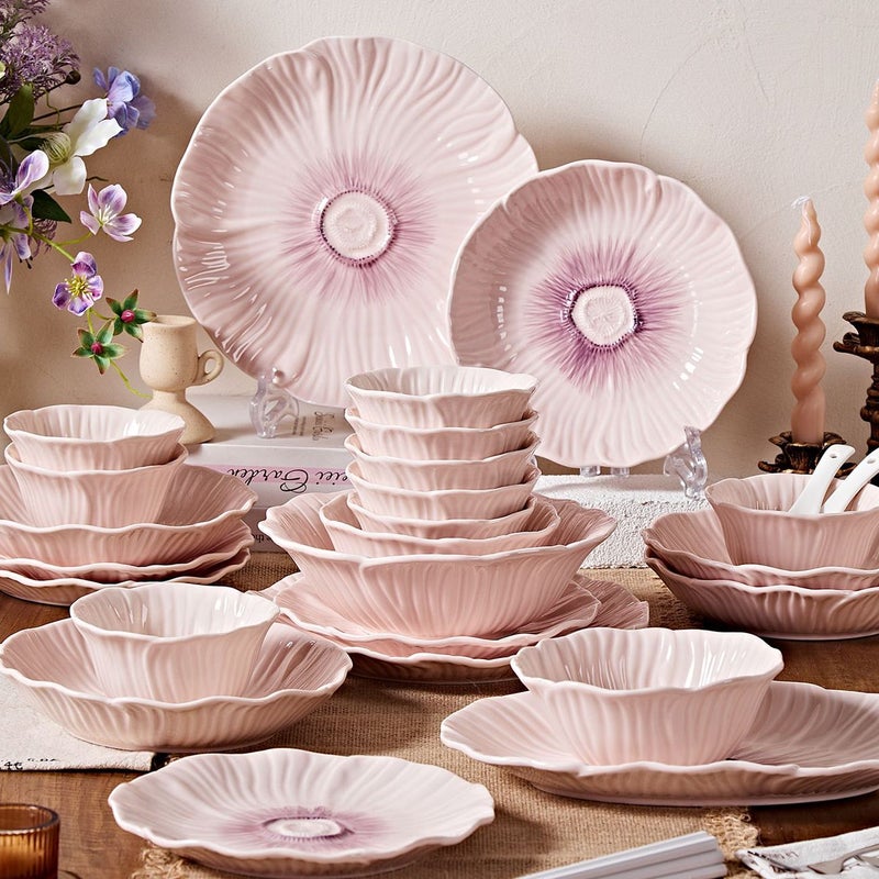 CME French-style Dinnerware Set Ceramic Bowls and Plates New Underglaze Color Bowl and Plate Set Complete Gift for Home Use Wedding Housewarming - Image 4