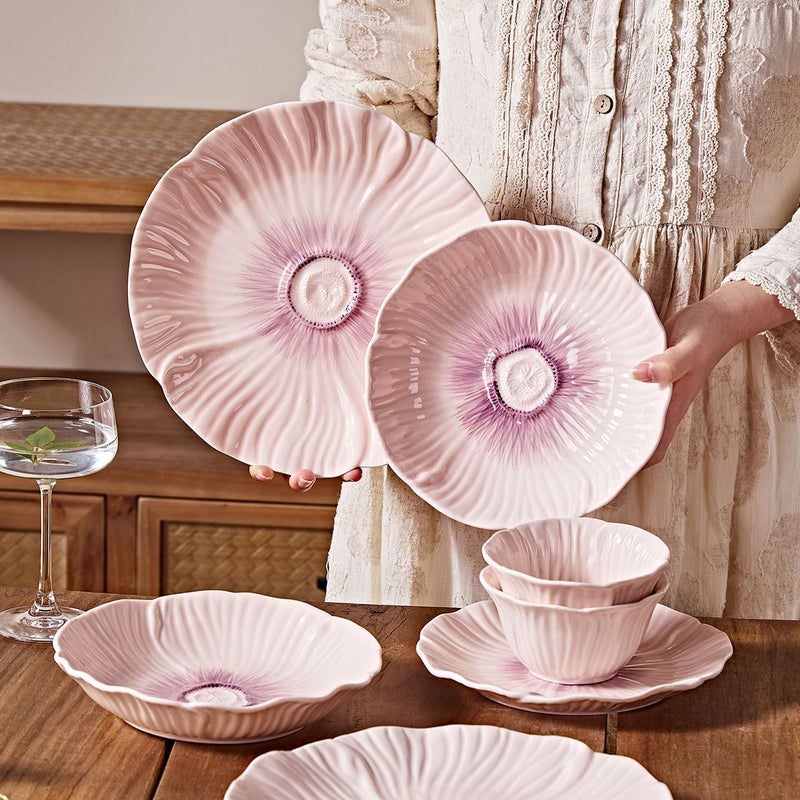 CME French-style Dinnerware Set Ceramic Bowls and Plates New Underglaze Color Bowl and Plate Set Complete Gift for Home Use Wedding Housewarming - Image 3
