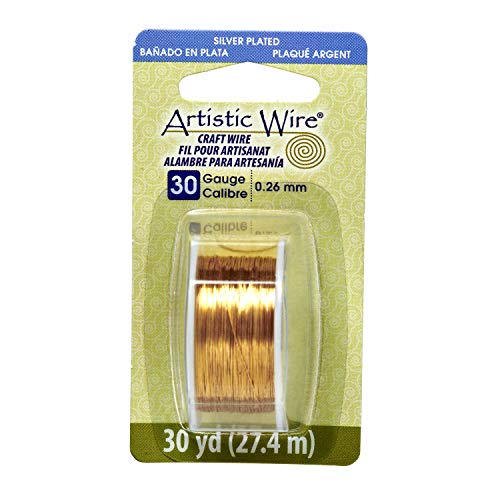 Artistic Wire, 30 Gauge Silver Plated Tarnish Resistant Colored Copper Craft Jewelry Wrapping Wire, Gold Color, 30 yd - Image 1