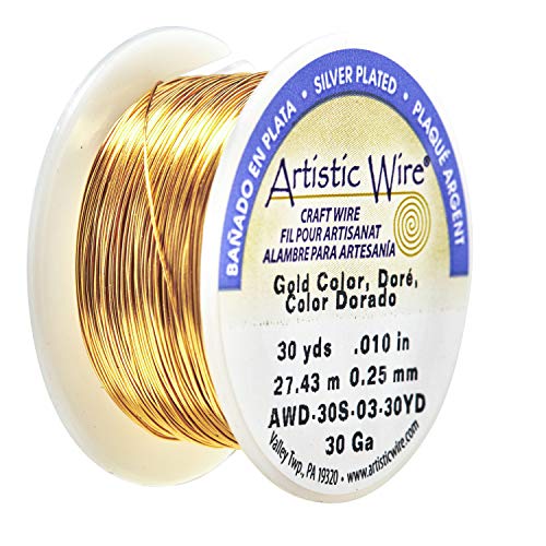 Artistic Wire, 30 Gauge Silver Plated Tarnish Resistant Colored Copper Craft Jewelry Wrapping Wire, Gold Color, 30 yd - Image 3