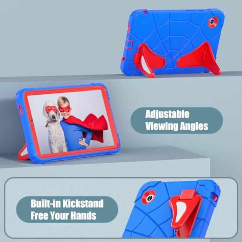 - حافظة مقاومة للصدمات خفيفة الوزن لهاتف Samsung Galaxy Tab A11/A9 مقاس 8.7 بوصة 2025/2023، أزرق وأحمر، مع حزام كتف ومسند - Image 3