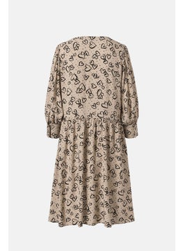 Tchibo Women Allover Print Midi Dress, Tan  - Image 2