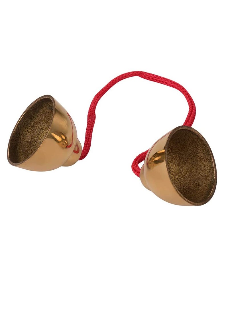 Velaurs 1 Pair Golden Alloy Bell Percussion Knocking Bells Musical Instrument Rhythm Toy Hand Bell Toys  - Image 2