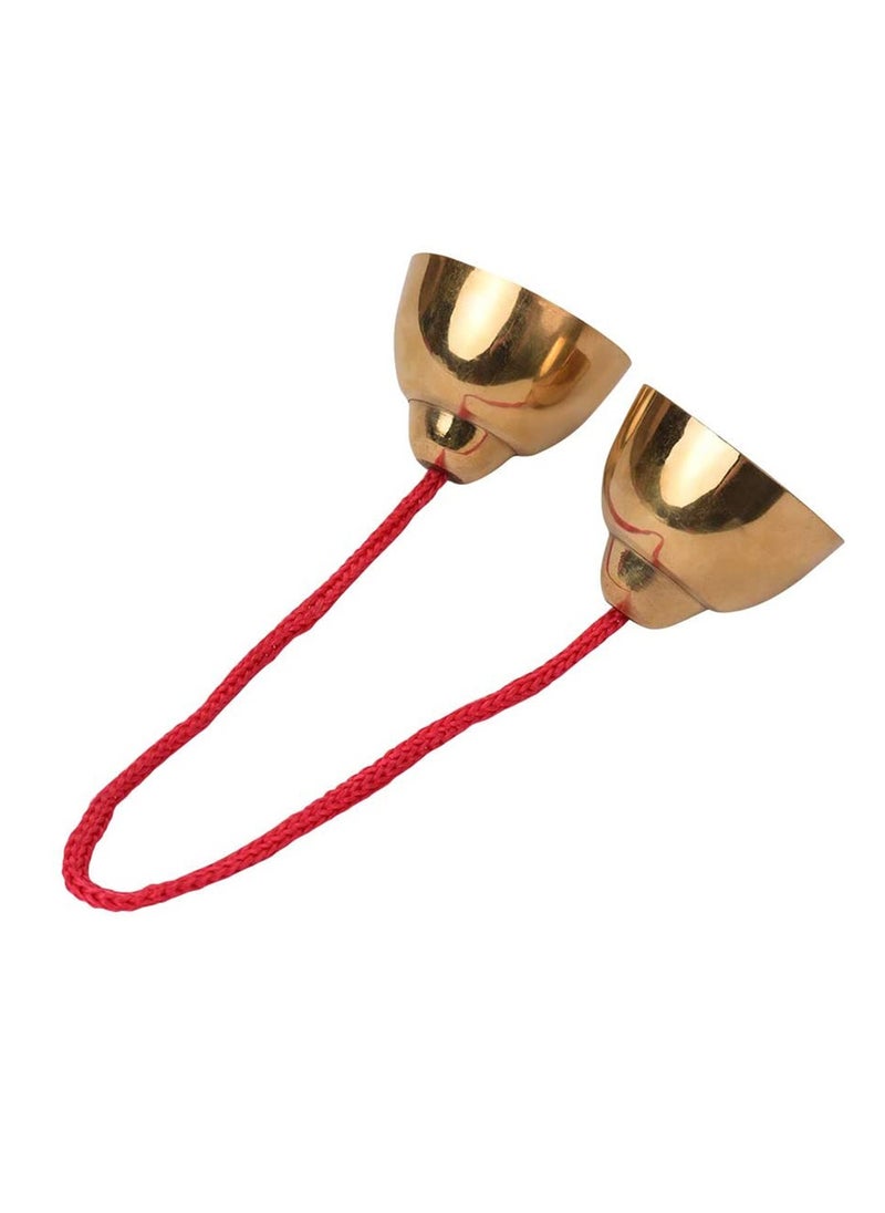 Velaurs 1 Pair Golden Alloy Bell Percussion Knocking Bells Musical Instrument Rhythm Toy Hand Bell Toys  - Image 3