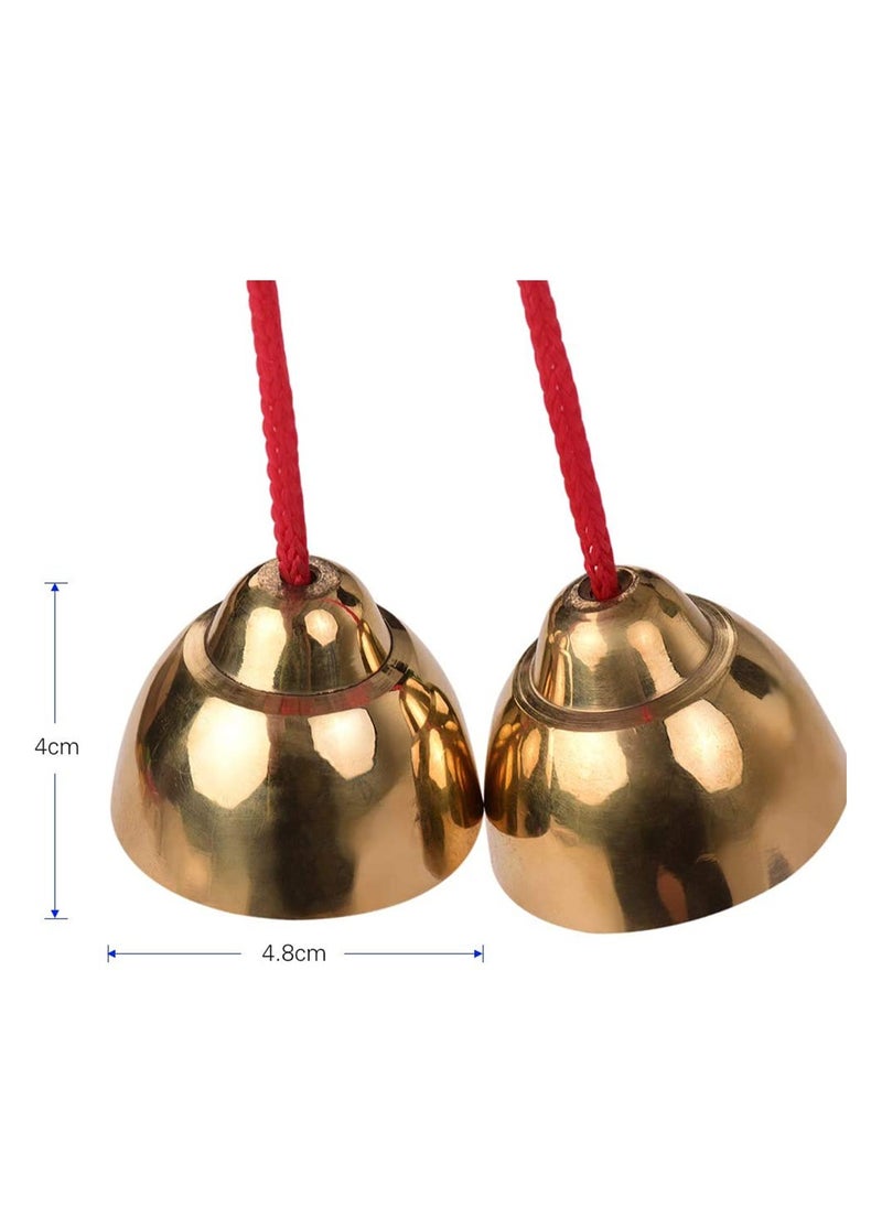 Velaurs 1 Pair Golden Alloy Bell Percussion Knocking Bells Musical Instrument Rhythm Toy Hand Bell Toys  - Image 5