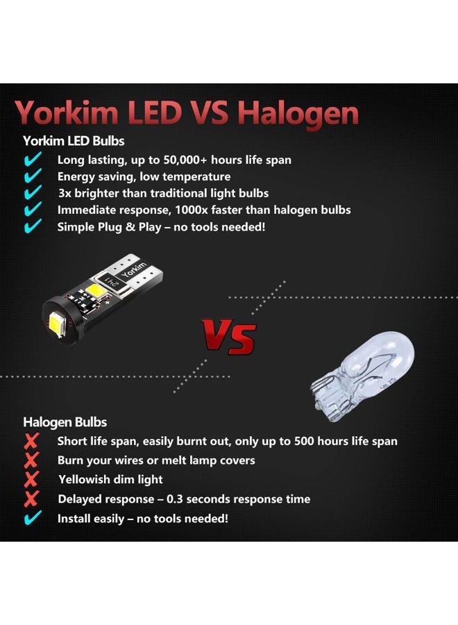 Yorkim 194 Led Bulb Canbus White Error Free 3-SMD 2835 Chipsets, T10 Interior Led For Car Dome Map Door Courtesy License Plate Trunk lights with 194 168 W5W 2825 Sockets Pack of 10 - Image 5