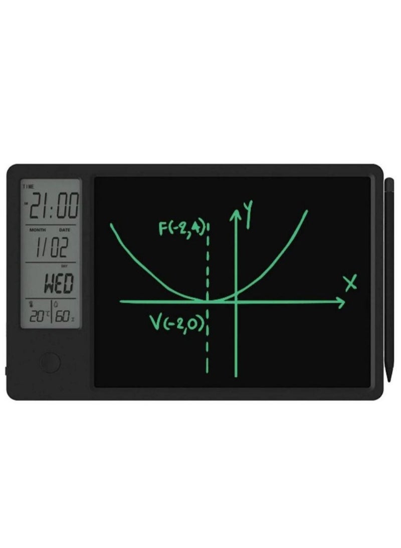 Prime Electronic Clock Calendar Drawing Tablet Practical Electronic Calendar Writing Board Professional Design No Dust Business for Home Office School - Black  - Image 1