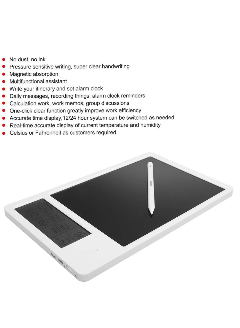 Prime Electronic Clock Calendar Drawing Tablet Practical Electronic Calendar Writing Board Professional Design No Dust Business for Home Office School - Black  - Image 5