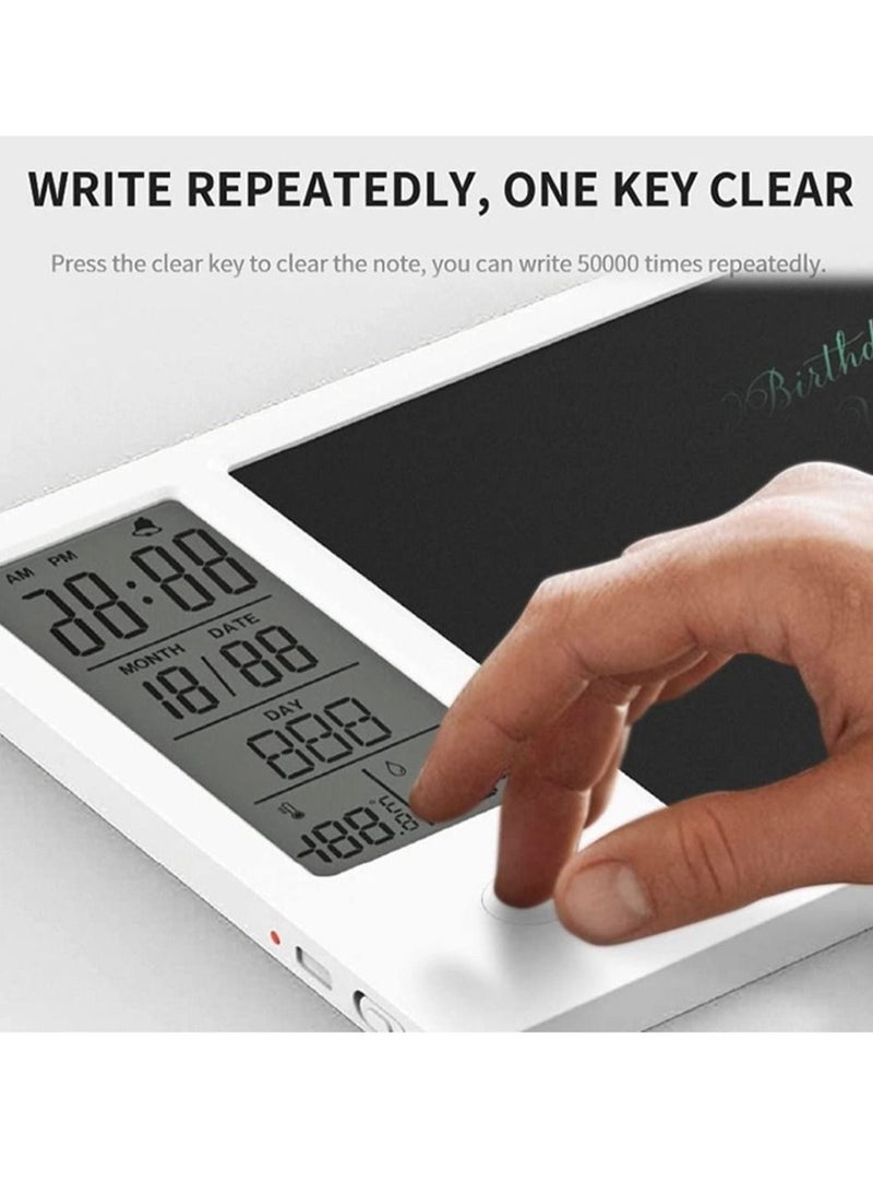 Prime Electronic Clock Calendar Drawing Tablet Practical Electronic Calendar Writing Board Professional Design No Dust Business for Home Office School - Black  - Image 4
