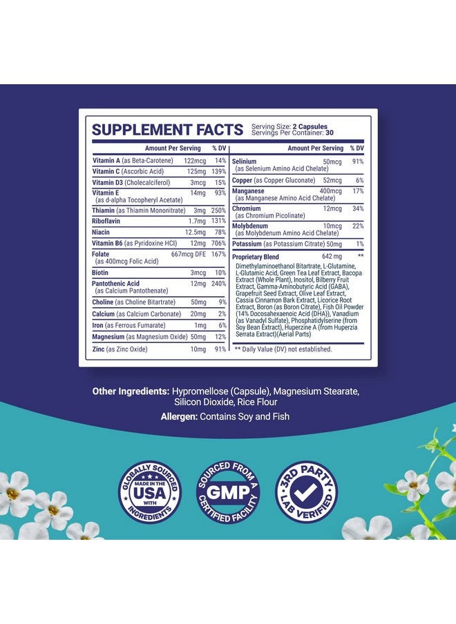 Nootropic Brain Booster For Mental Clarity Best Nootropic Brain Supplement And Memory Pills For Brain Health Mental Focus And Energy Booster Brain Pills For Focus Recalls Memory And Brain Fog
