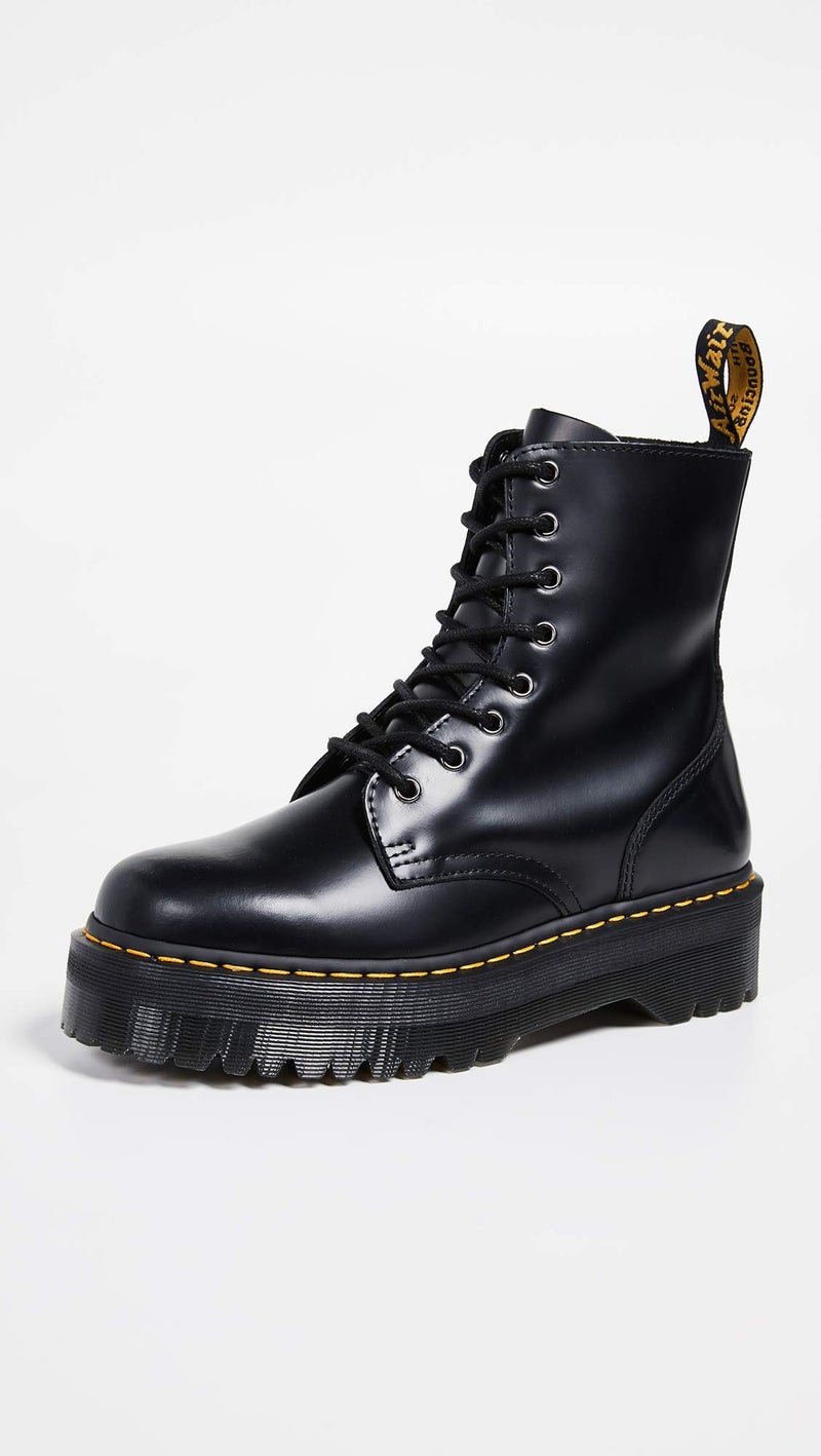 Dr Martens Dr. Martens, Jadon 8-Eye Leather Platform Boot for Men and Women, Black Polished Smooth, 14 US Women/13 US Men - Image 2