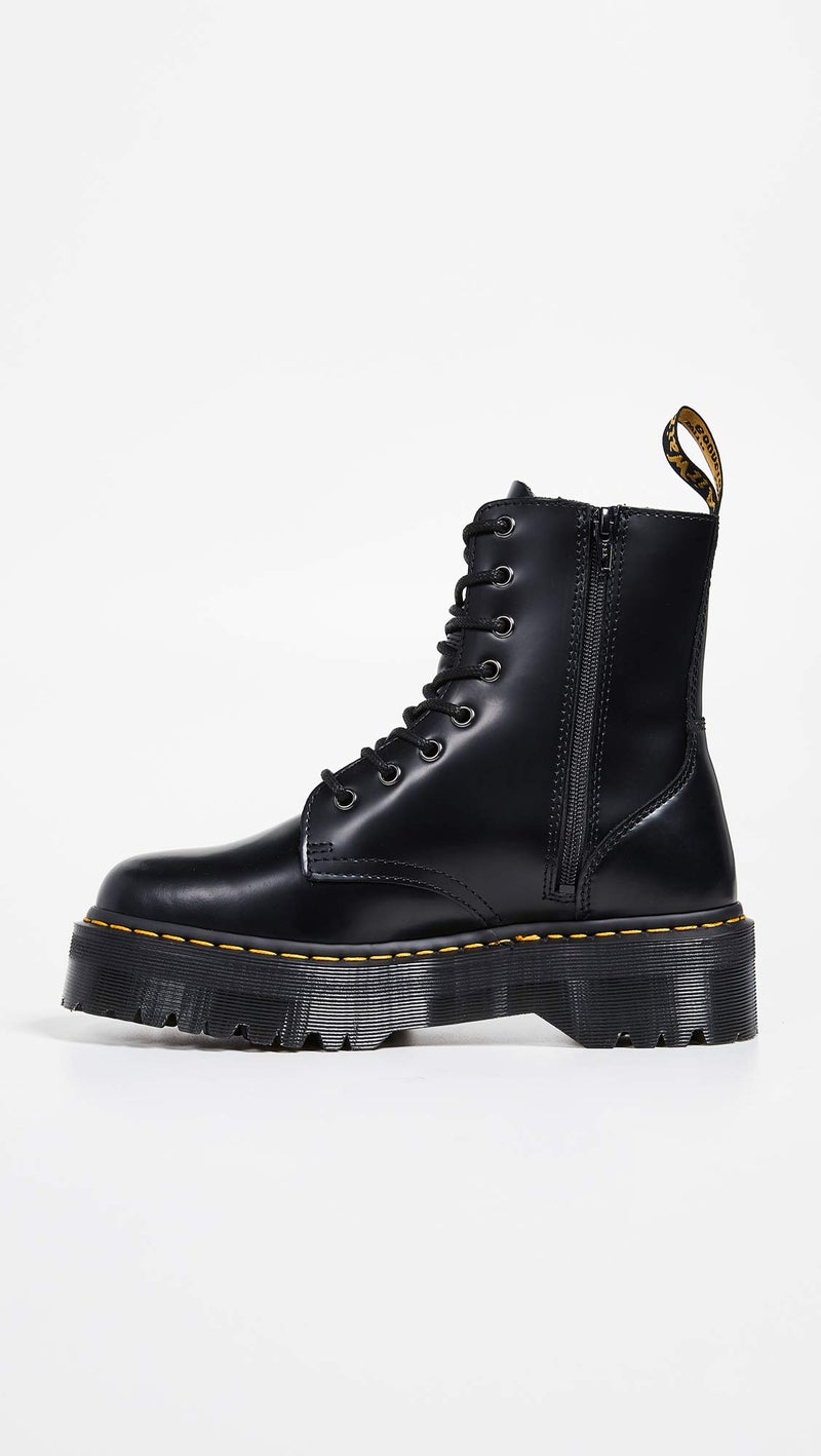 Dr Martens Dr. Martens, Jadon 8-Eye Leather Platform Boot for Men and Women, Black Polished Smooth, 14 US Women/13 US Men - Image 3