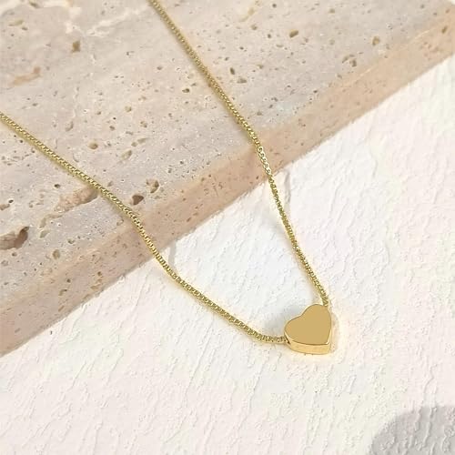 Zeffy Gold Necklace for Women - Gold Heart Necklace 14K Gold Plated Tiny Cute Heart Choker Simple Dainty Gold Jewelry for Women Trendy Gifts - Image 3