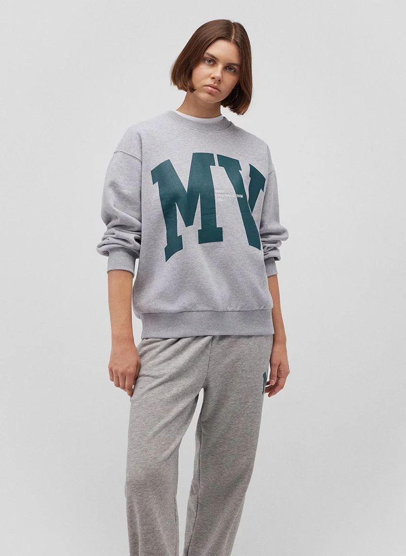 MAVI CREW NECK LOGO SWEATSHIRT Light Grey Me