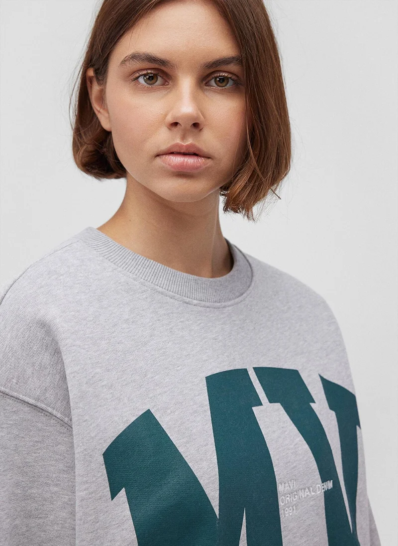 MAVI Mavi Logo Printed Grey Sweatshirt