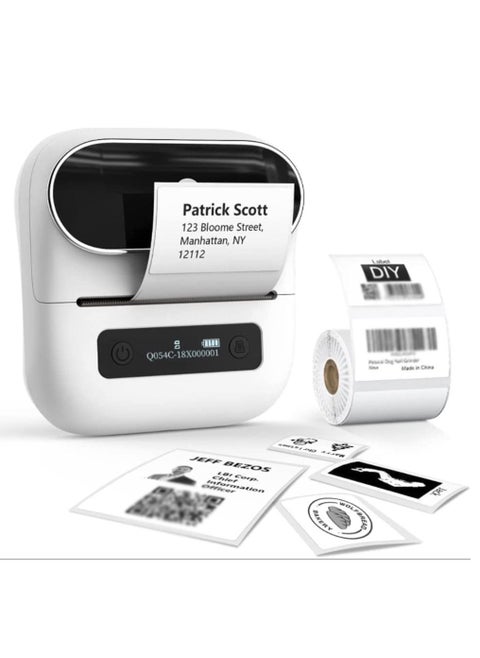 M220 Bluetooth Wireless Label Maker White Barcode Receipt Printer Portable For Retail Shop Address Label Stock Inventory Small Business Home Office Compatible with Phone and PC