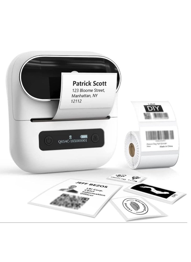 M220 Bluetooth Wireless Label Maker White Barcode Receipt Printer Portable For Retail Shop Address Label Stock Inventory Small Business Home Office Compatible with Phone and PC