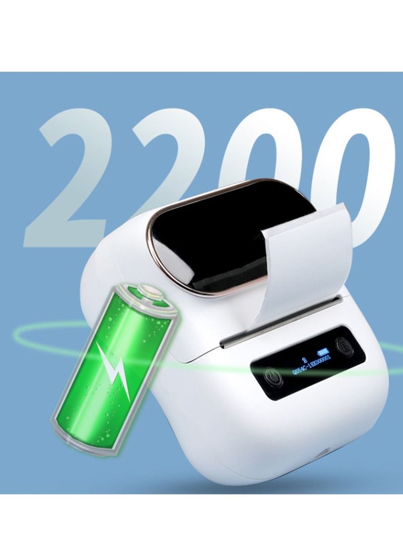 M220 Bluetooth Wireless Label Maker White Barcode Receipt Printer Portable For Retail Shop Address Label Stock Inventory Small Business Home Office Compatible with Phone and PC
