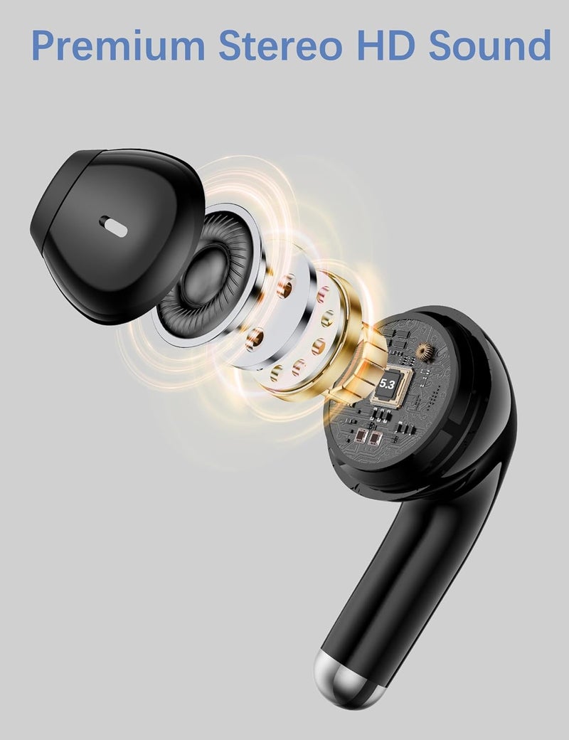 iMangoo Bluetooth Headphone Small Ear Bud for Women Girls Workout Sports Gym Earphones 5.3 Wireless Earbud with Mic for Apple iPhone 15 16 Pro Max 16e 14 Plus 13 Google Pixel Samsung Galaxy S25 S24 Black - Image 3