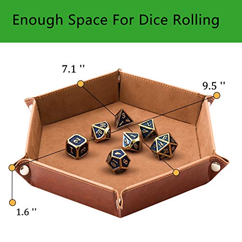 NObranded SHYVIA Dice Tray for RPG DND Table Games Metal Dice Rolling Tray Holder Dice Storage Box Larger Size Double Sided Folding PU Leather and Velvet 4 Pieces - Image 5