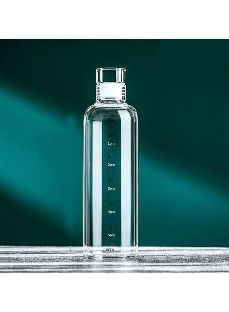 Generic Glass Water Bottle with Time Scale, High Temperature Resistance, Large Capacity, Cold Drink Bottle, Coffee Drink, Juice Cup, Portable Transparent Water... - Image 1
