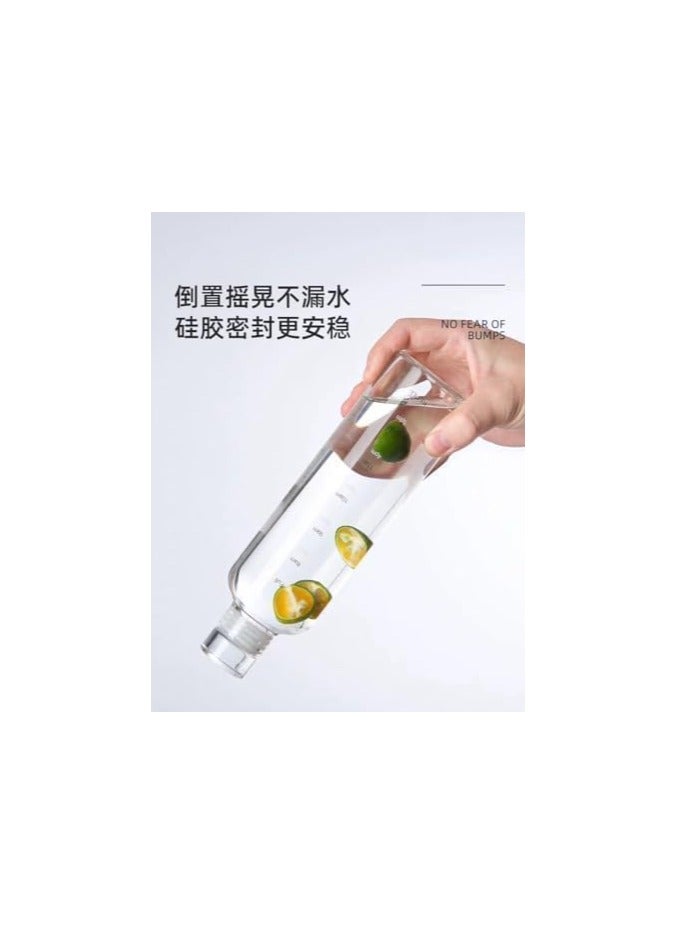 Generic Glass Water Bottle with Time Scale, High Temperature Resistance, Large Capacity, Cold Drink Bottle, Coffee Drink, Juice Cup, Portable Transparent Water... - Image 3