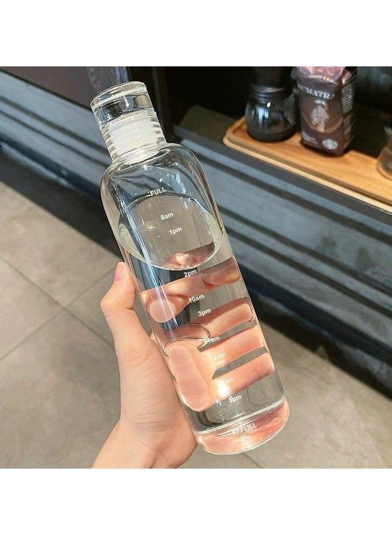 Generic Glass Water Bottle with Time Scale, High Temperature Resistance, Large Capacity, Cold Drink Bottle, Coffee Drink, Juice Cup, Portable Transparent Water... - Image 4