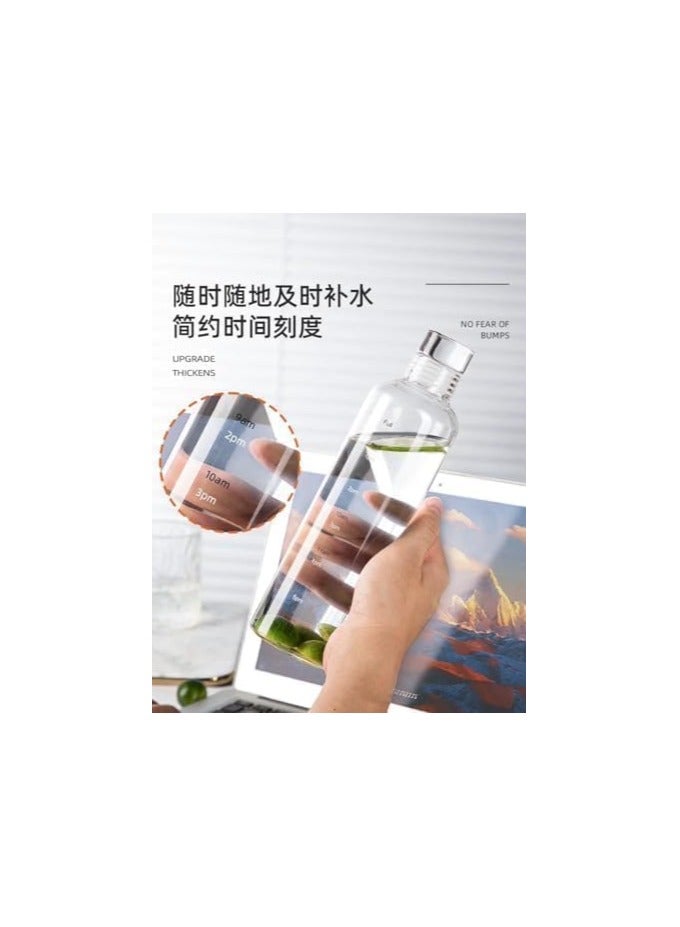 Generic Glass Water Bottle with Time Scale, High Temperature Resistance, Large Capacity, Cold Drink Bottle, Coffee Drink, Juice Cup, Portable Transparent Water... - Image 5