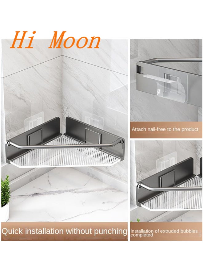 Hi Moon Acrylic Organizer Holder Kitchen Shelves Bath Storage Double Shelf Adhesive Wall Mounted Home Storage & Organization
,Black  - Image 2