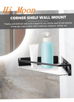 Hi Moon Acrylic Organizer Holder Kitchen Shelves Bath Storage Double Shelf Adhesive Wall Mounted Home Storage & Organization
,Black  - Image 3