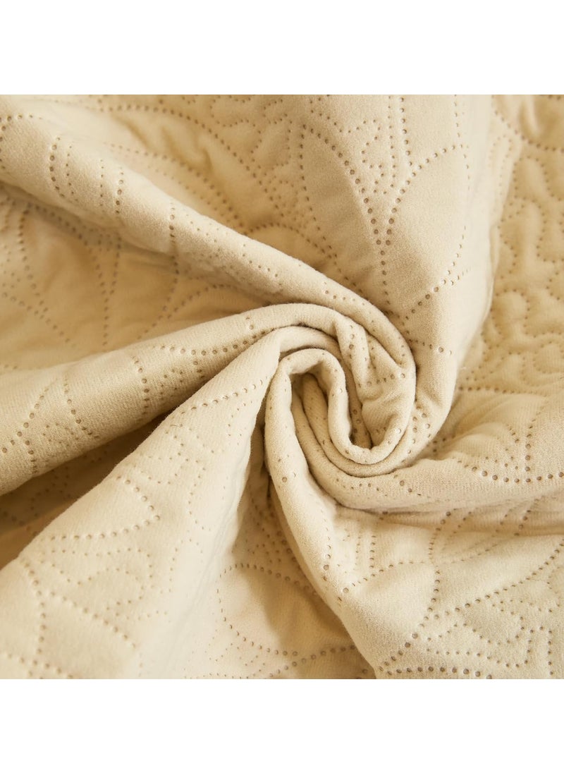 HOUSE OF QUIRK - House of Quirk Quilted Polyester Sofa Cover Mat - Anti-Slip, Water-Resistant Couch Protector for Pets, Kids - Machine Washable Furniture Protector (Beige, 60x185 cm, One Seater) - Image 1