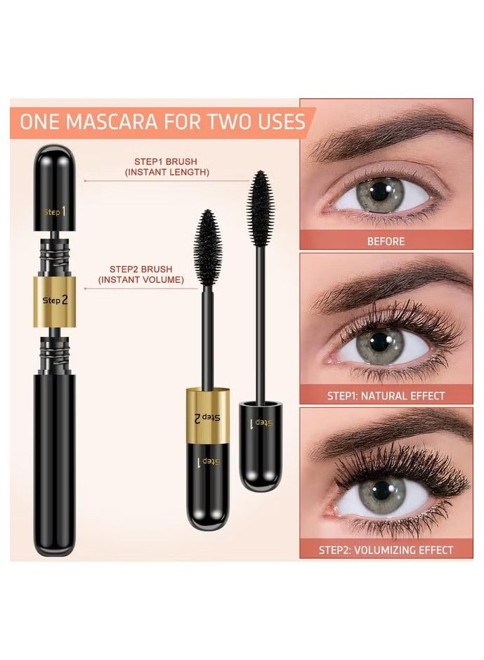 HelloKiss Mascara Black Volume And Length 2 In 1 Thrive Mascara Liquid Lash Extensions Waterproof Tubing Mascara Falsies Voluminous Lengthening Smudge Proof 4D Silk Fiber Mascara For Makeup - Image 3