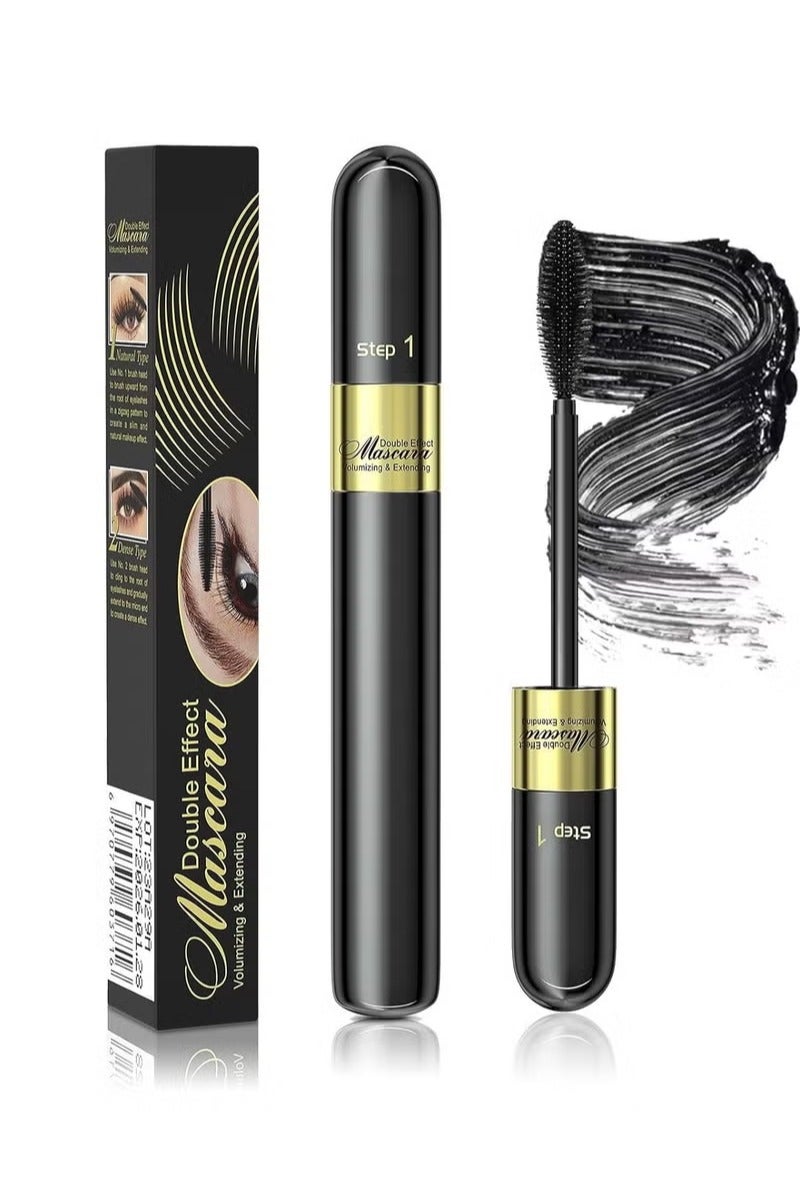 HelloKiss Mascara Black Volume And Length 2 In 1 Thrive Mascara Liquid Lash Extensions Waterproof Tubing Mascara Falsies Voluminous Lengthening Smudge Proof 4D Silk Fiber Mascara For Makeup - Image 1