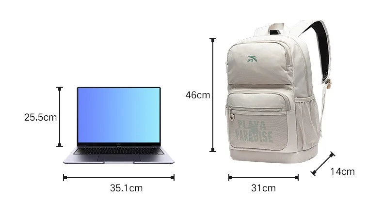 ANTA L.Grey Large Capacity Multi-Pocket Backpack with Laptop Compartment  | Best Price UAE