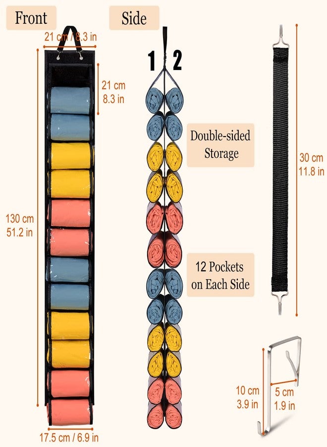 Lirex Hanging Yoga Legging Storage Organizer with 24 Pockets, Foldable Oxford Cloth Hanging Closet Organizer Shirts Jeans Storage Hanger Socks Holder for Family Closet Bedroom, Black - Image 2