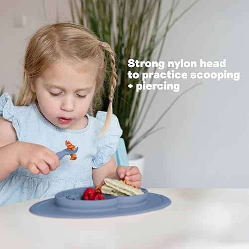 ezpz Mini Utensils - 12 Months+ (Fork & Spoon in Blush) - 100% BPA Free Fork and Spoon - Toddler Utensils - Designed by a Pediatric Feeding Specialist - Image 5
