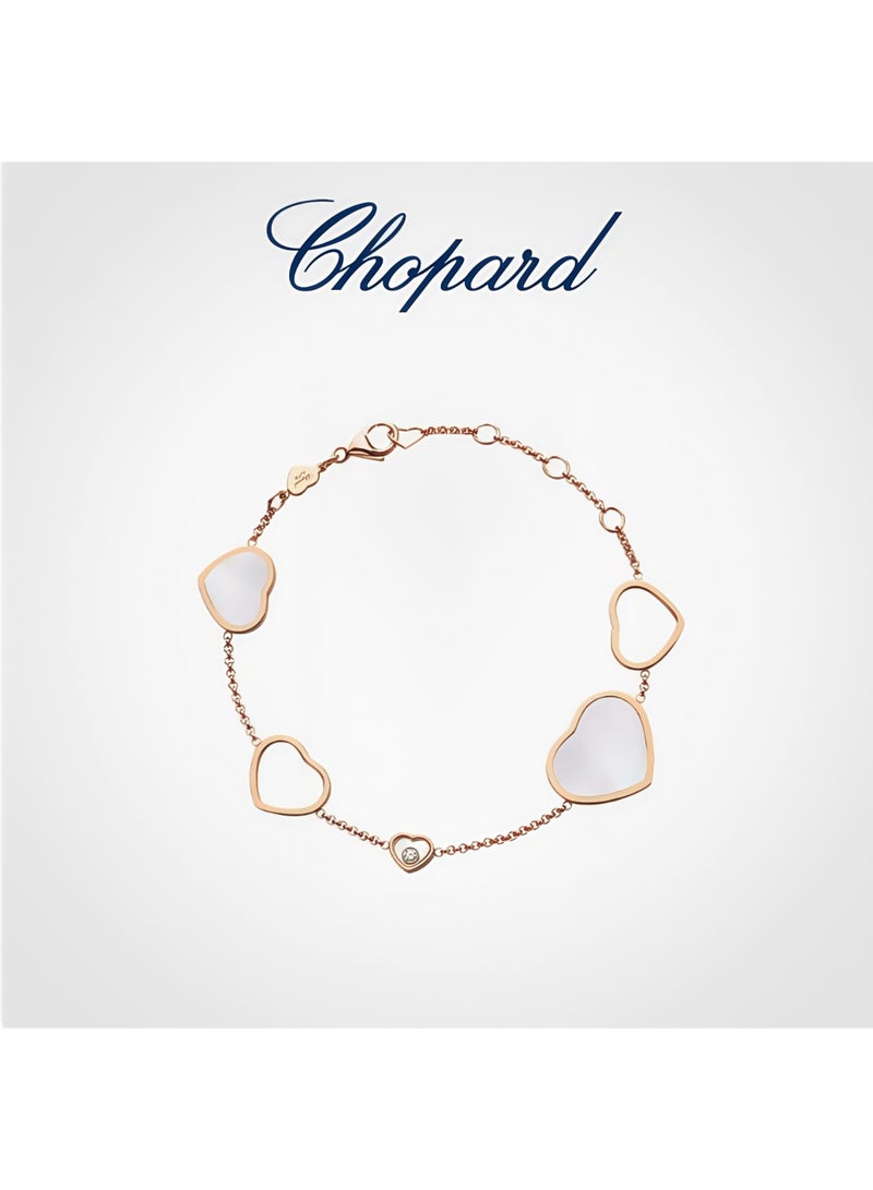 Chopard Chopard 18K Rose Gold White Mother-of-Pearl Diamond Heart Bracelet For Women, Luxury Gift​  - Image 1