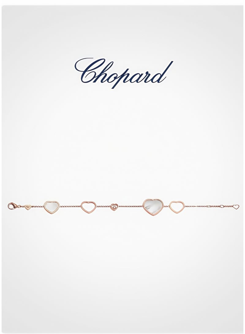 Chopard Chopard 18K Rose Gold White Mother-of-Pearl Diamond Heart Bracelet For Women, Luxury Gift​  - Image 3