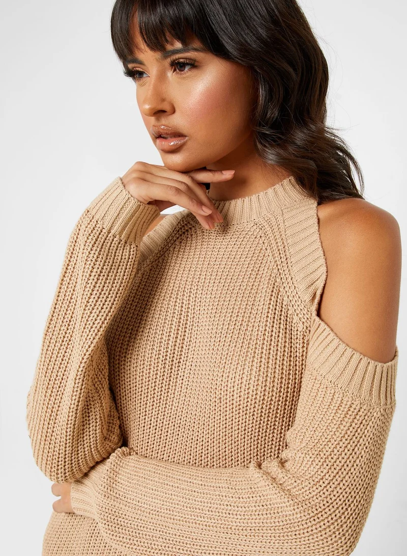 FOREVER 21 Cold Shoulder Knitted Sweater