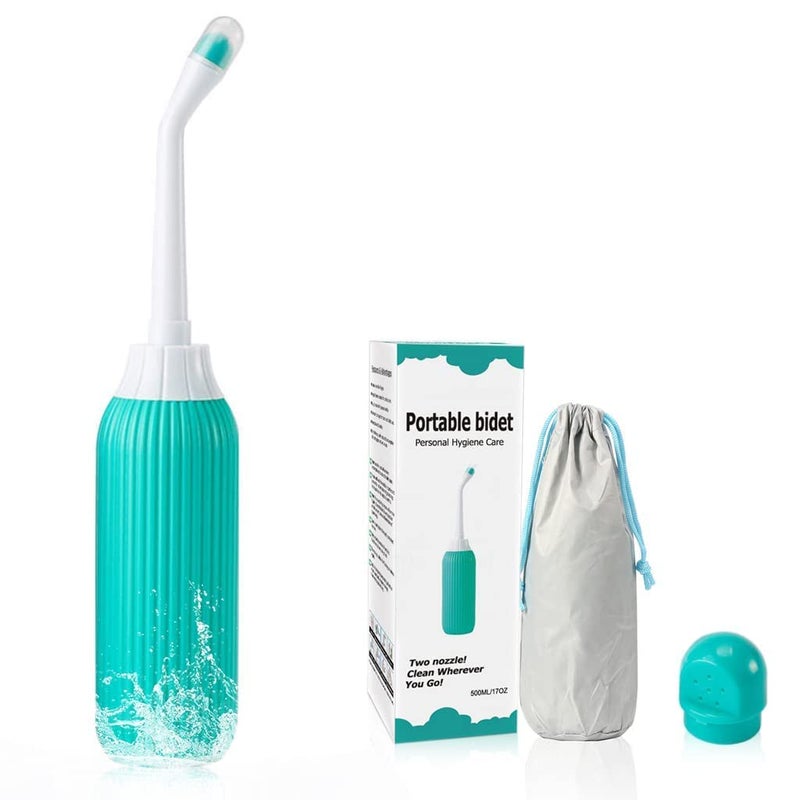 Zyomatiq 500ML Plastic Retractable Handheld Bidet Portable of Antislip Bidet Angled Nozzle Spray with Travel Bag Pack of 1 - Image 1