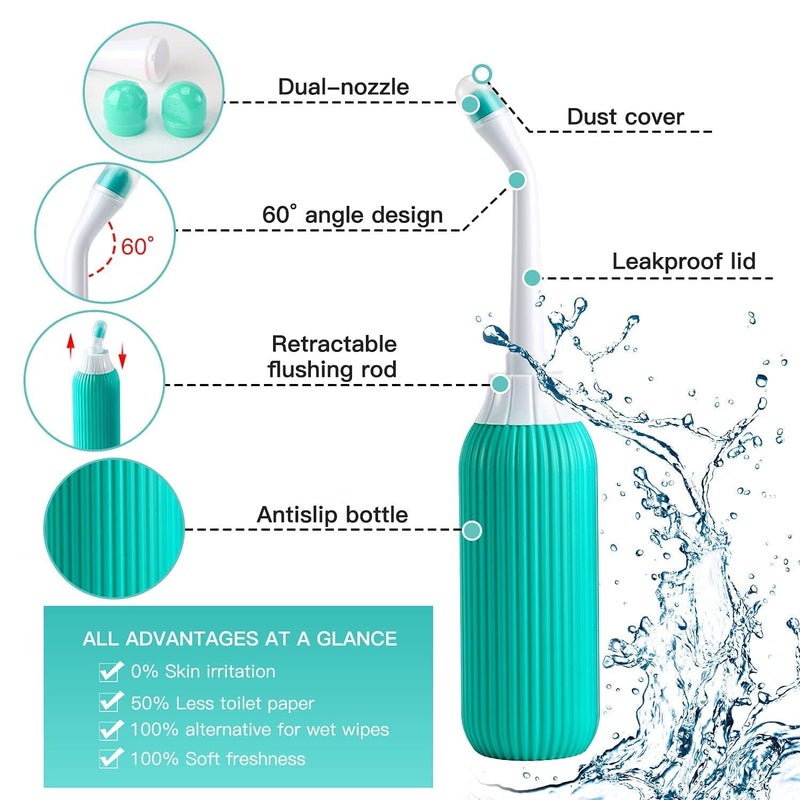 Zyomatiq 500ML Plastic Retractable Handheld Bidet Portable of Antislip Bidet Angled Nozzle Spray with Travel Bag Pack of 1 - Image 3