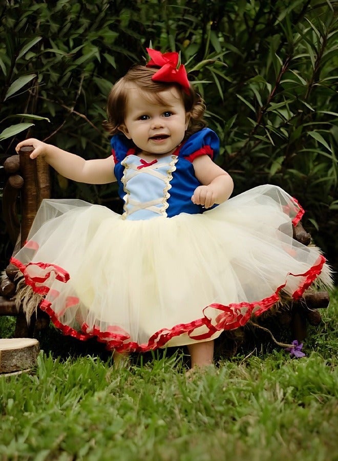 DURKU Snow White Princess Dress Set with 7 Accessories, Elegant Costume for Girls, Breathable Polyester Tulle Material, Perfect for Parties, Birthdays, Prom and Cosplay, Size: 100 cm - Image 2