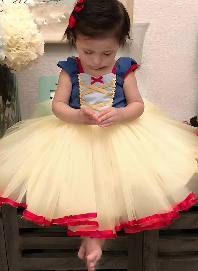 DURKU Snow White Princess Dress Set with 7 Accessories, Elegant Costume for Girls, Breathable Polyester Tulle Material, Perfect for Parties, Birthdays, Prom and Cosplay, Size: 100 cm - Image 4